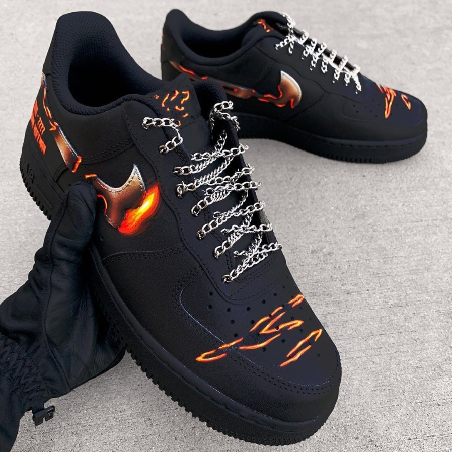 Reflective Flames Black Nike Air Force 1 Custom Air Force 1s 