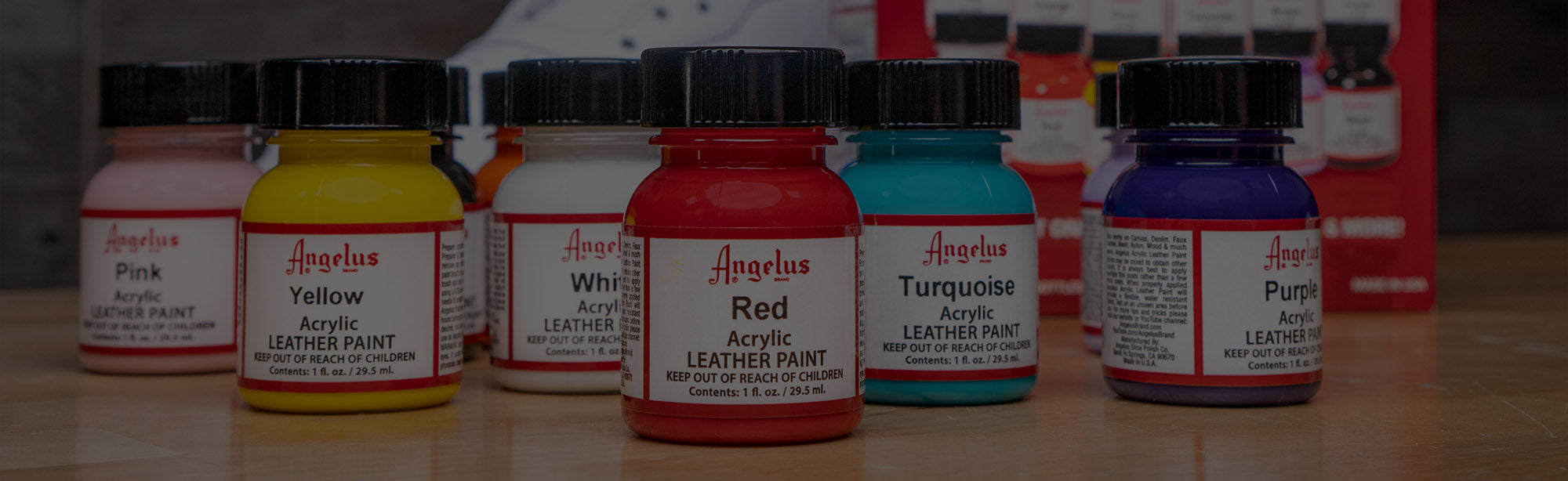 Angelus Neon Acrylic Leather Paint Starter Kit - 1 Ounce, Set of 6