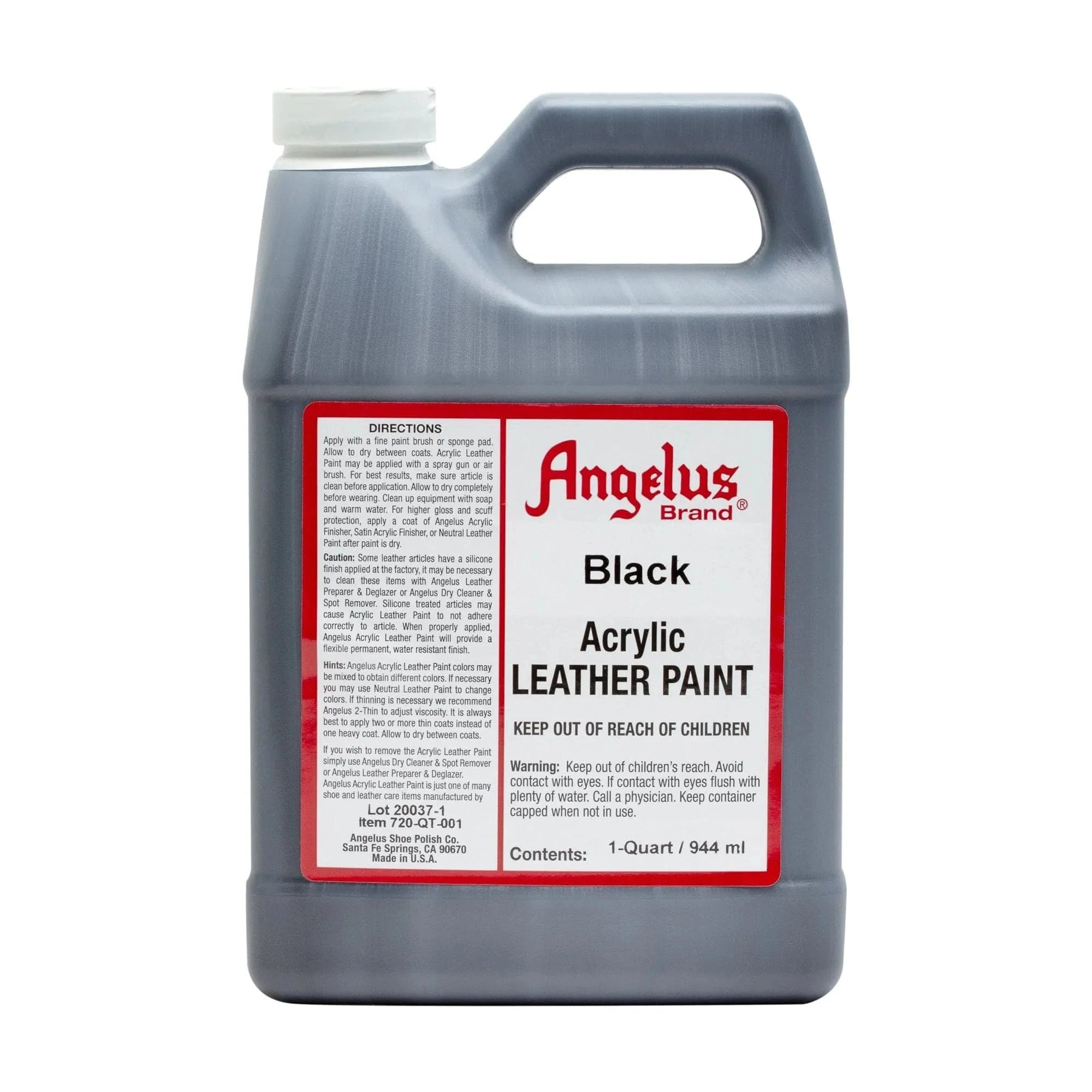 angelus black acrylic leather paint, flexible, crack resistant, mixable