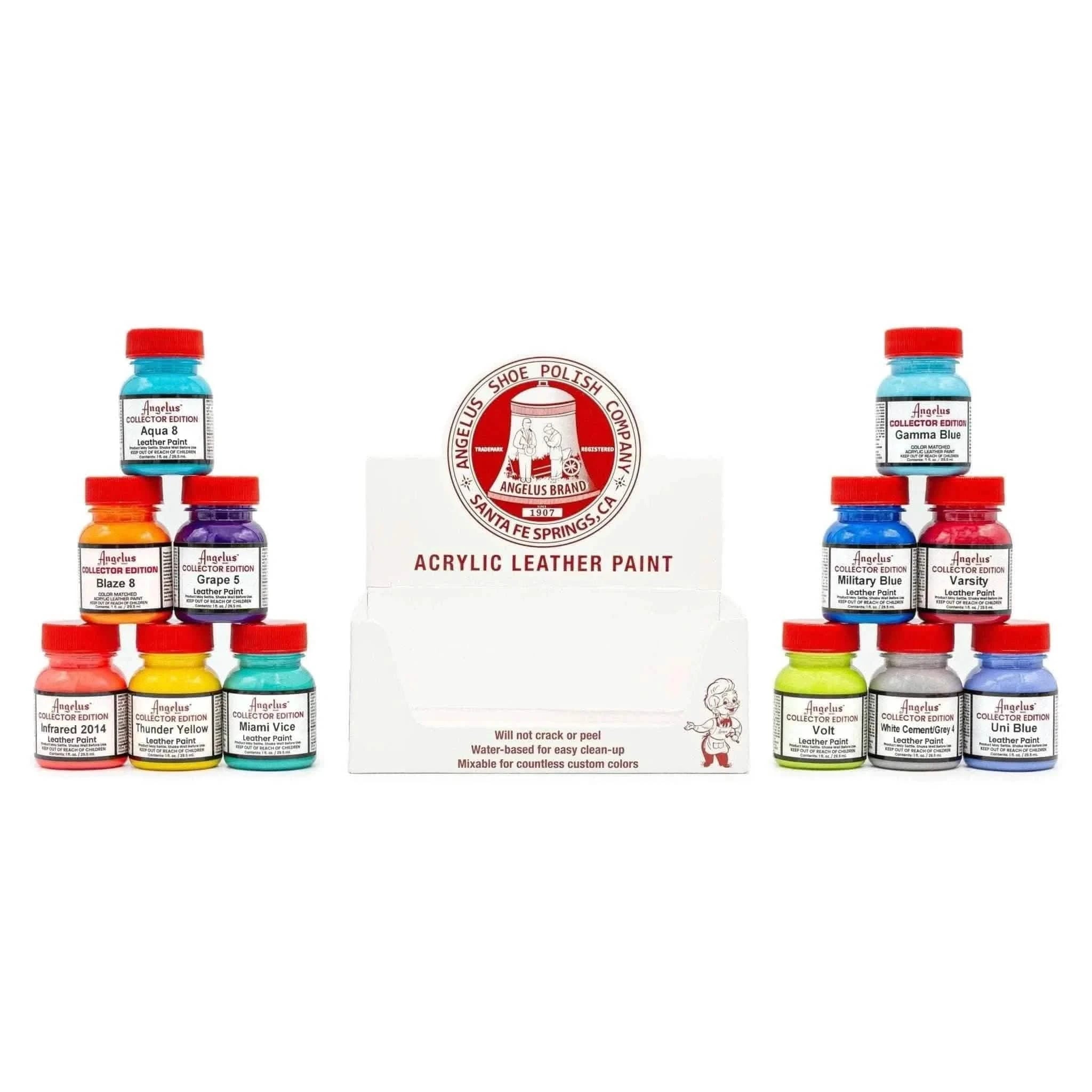 Angelus Direct 12 Color Collector Edition Assortment Kit 1 oz. Bottles Paint Kit