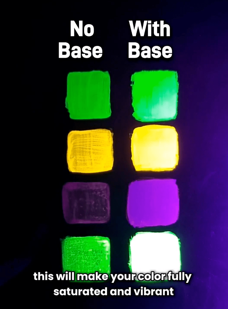 comparison of using angelus neon paints with and without a base color