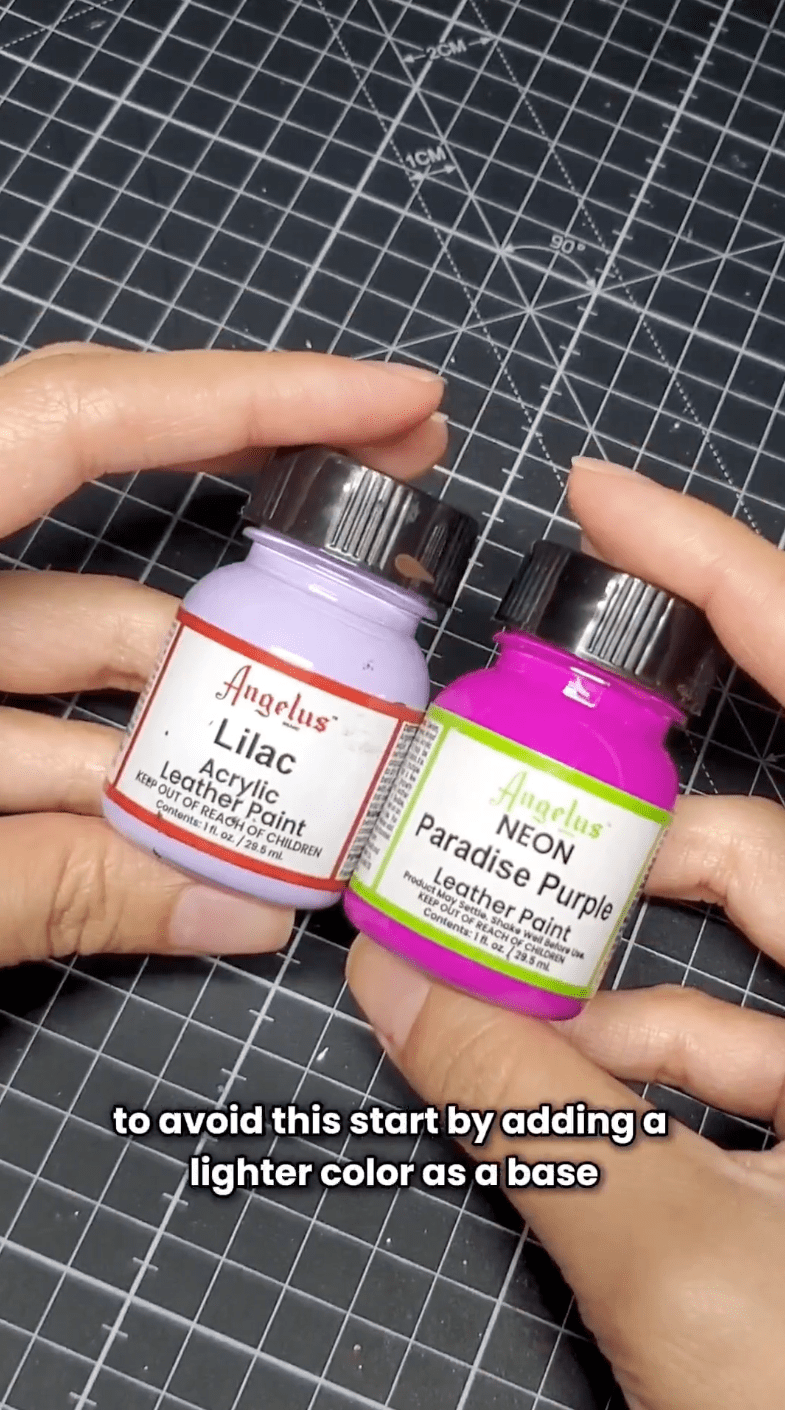 Angelus Lilac and Paradise Purple Paints