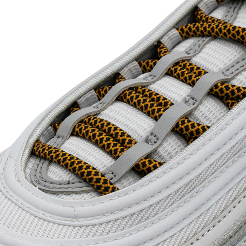 Black/Tan Rope Laces on shoes