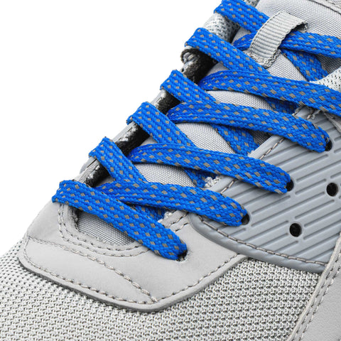 Blue - Reflective Flat Laces 2.0 on shoes