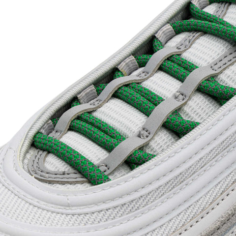 Green 3M Reflective Rope Laces on shoes
