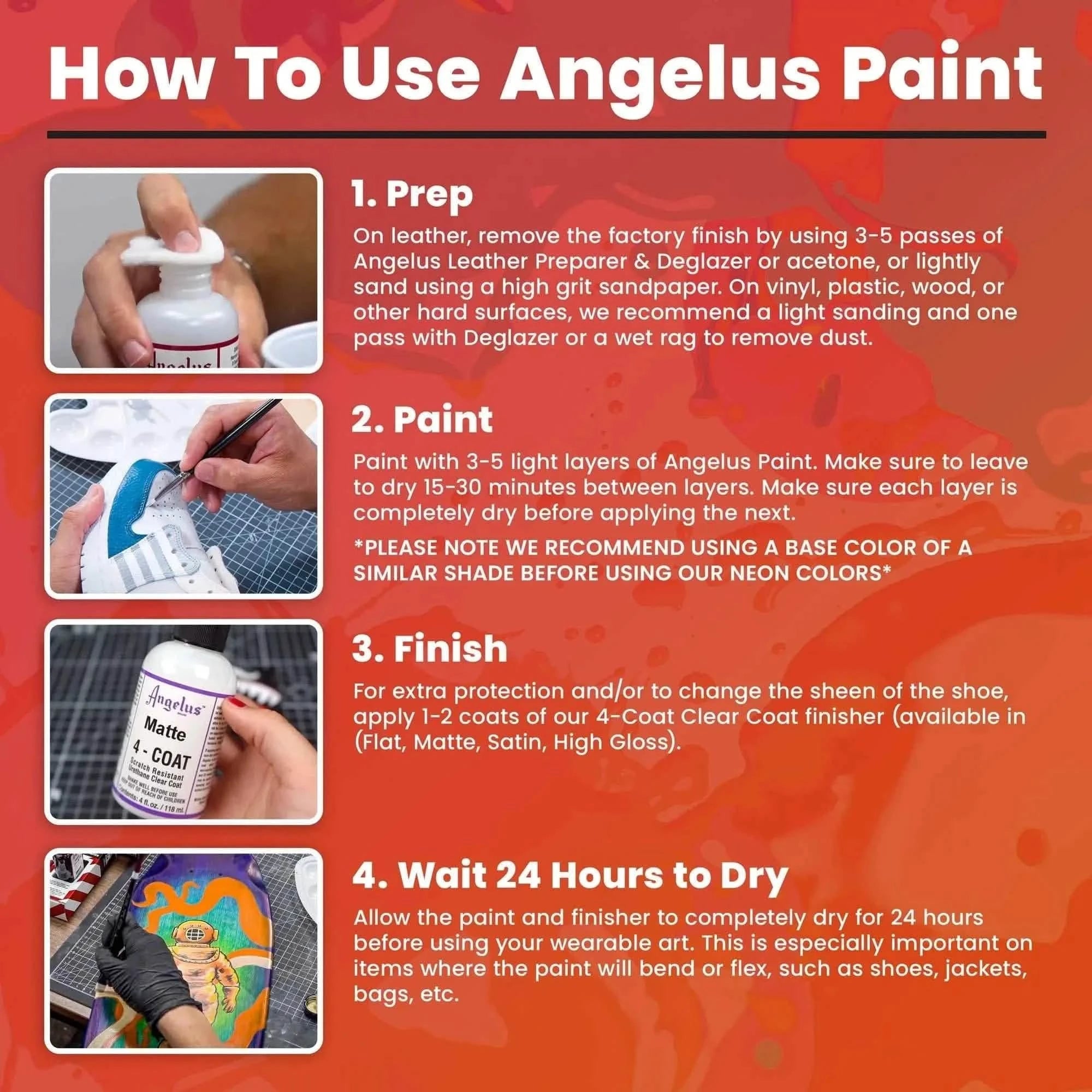 Angelus Direct Pearlescent and Metallic Paint Kit - 12 Colors 1 oz. Bottles Paint Kit