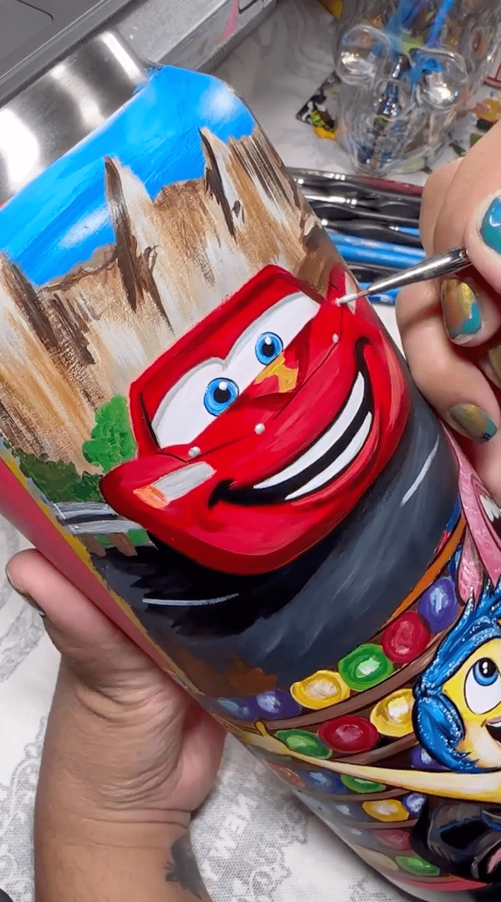 Painting a custom Disney Tumbler with Angelus Paints @r2jade2 Cars movie