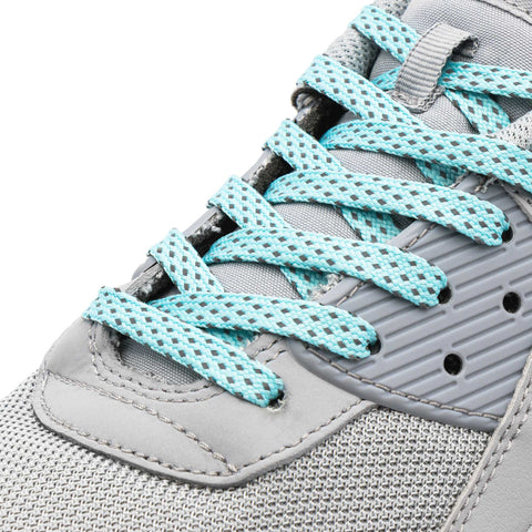 Mint - Reflective Flat Laces 2.0 on shoes