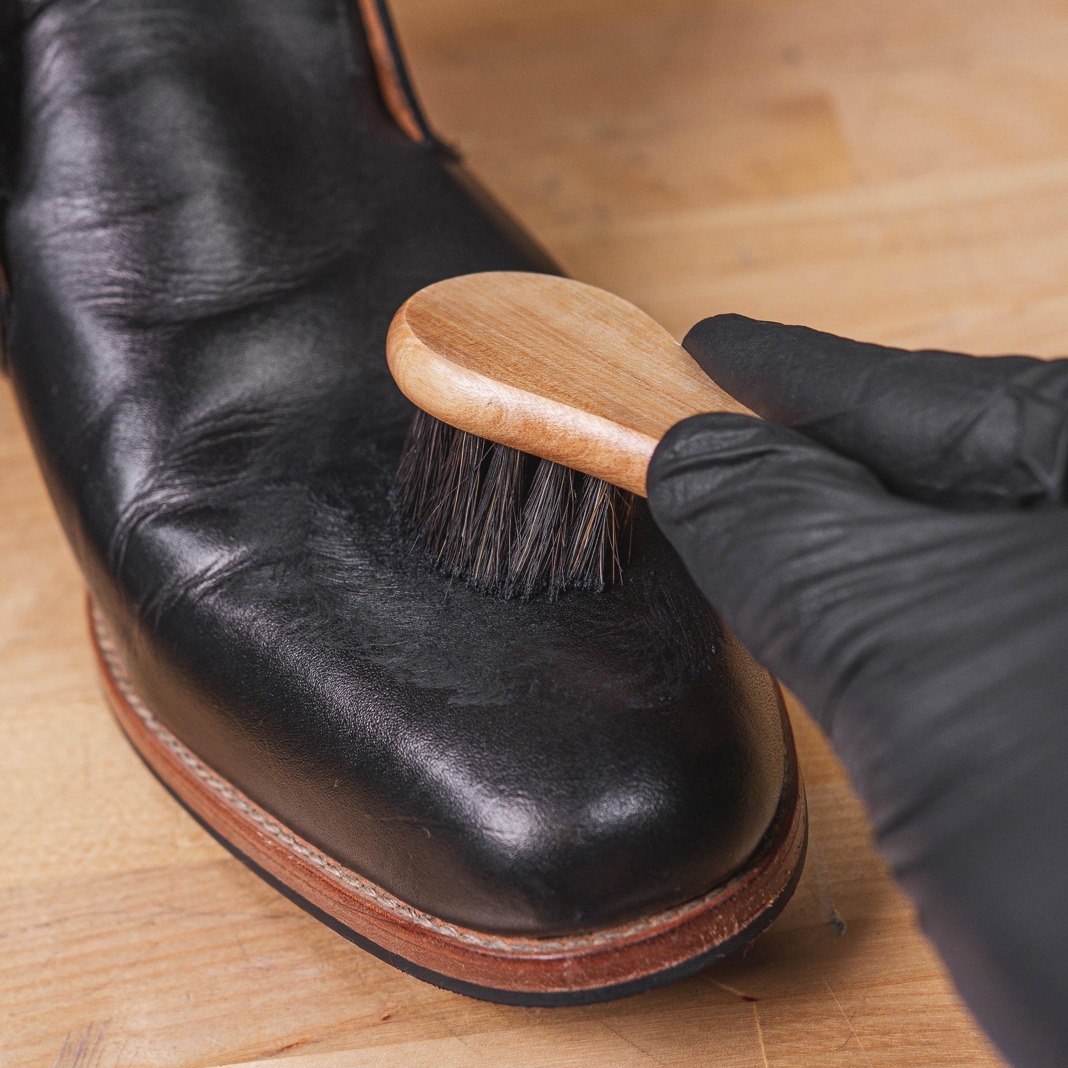 Wax Applicator Brush - 100% Real Horsehair being used to apply Angelus shoe wax polish