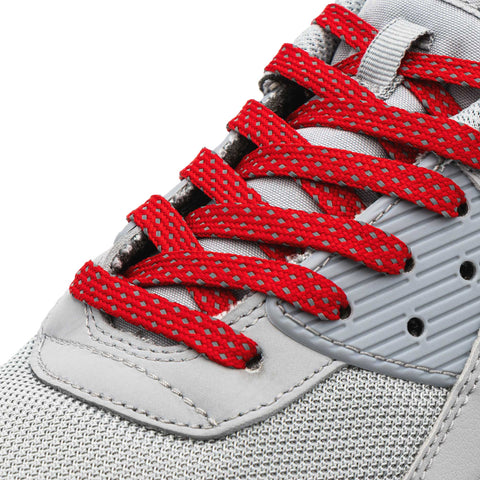 Red - Reflective Flat Laces 2.0 on shoes