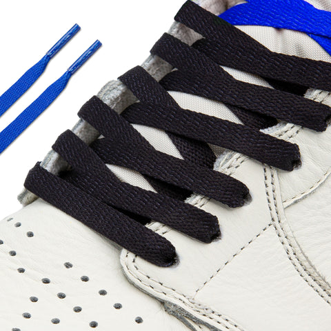 Lace Lab Royal Blue/Black Union Jordan 1 Replacement Shoelaces on shoe