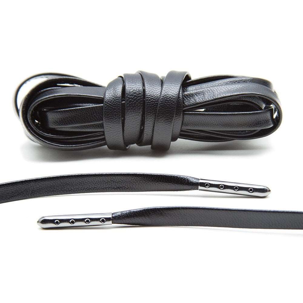 Black Luxury Leather Laces Gunmetal Plated