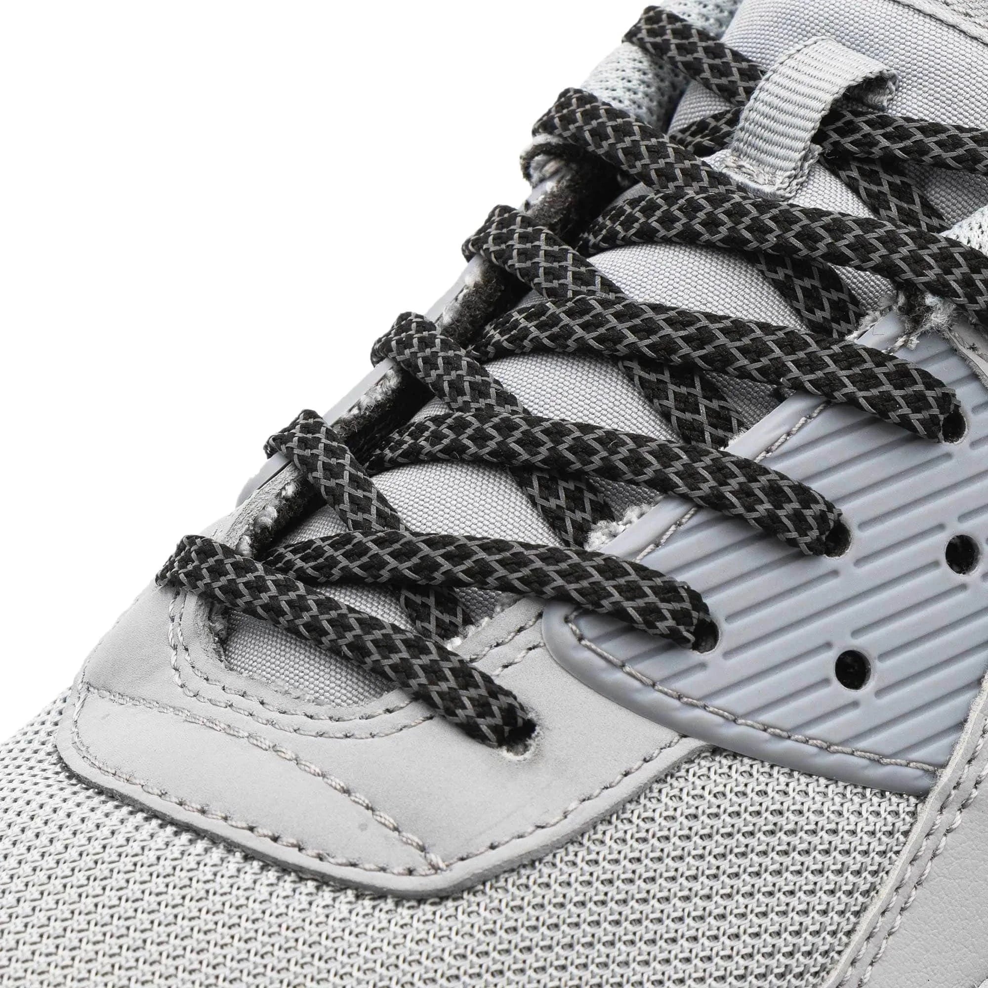 Lace Lab Black Reflective Flat Laces 1.0 Reflective Flat Shoelaces
