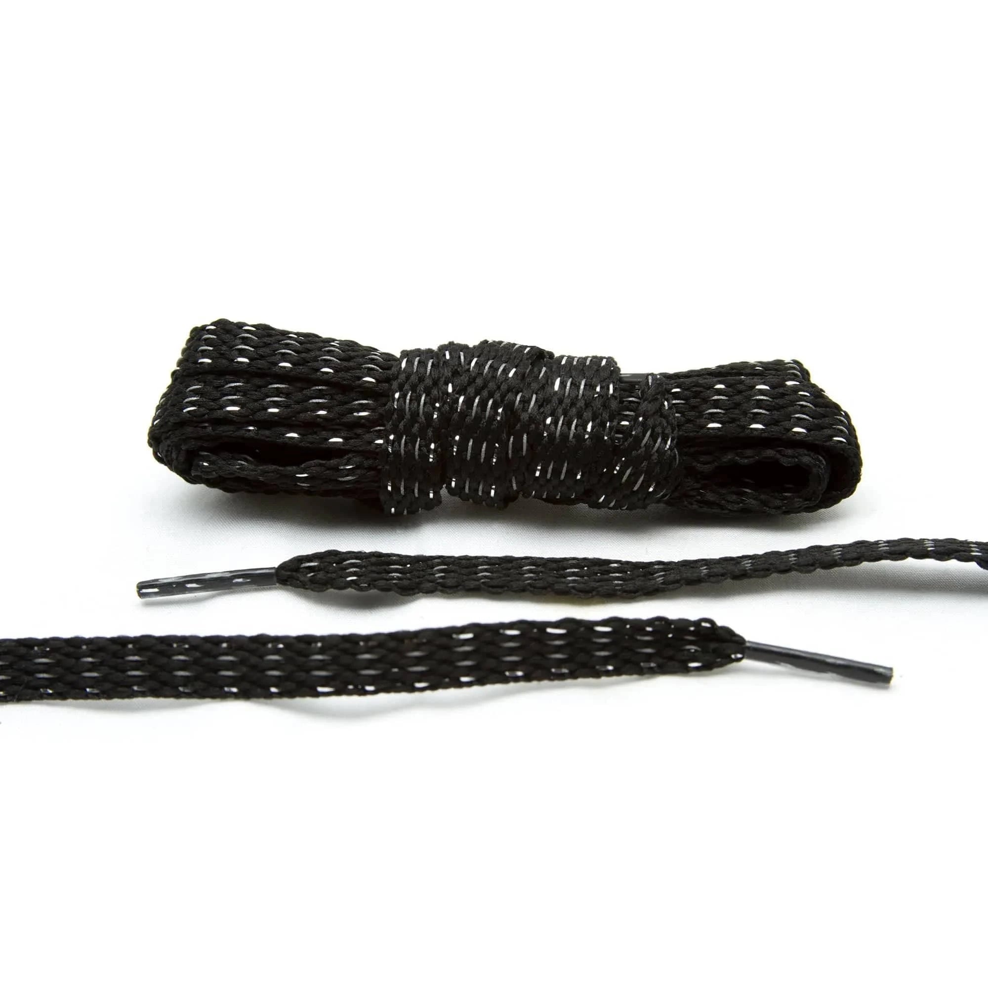 Black Reflective Flat Laces - Angelus Direct