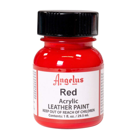 Red Angelus acrylic leather paint for custom sneaker projects.