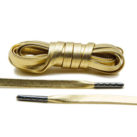Gold Luxury Leather Laces - Gunmetal Plated
