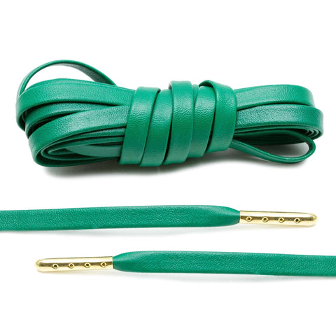 Kelly Green Luxury Leather Laces - Gold Plated