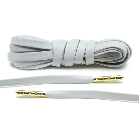 Light Grey Luxury Leather Laces - Gold Plated