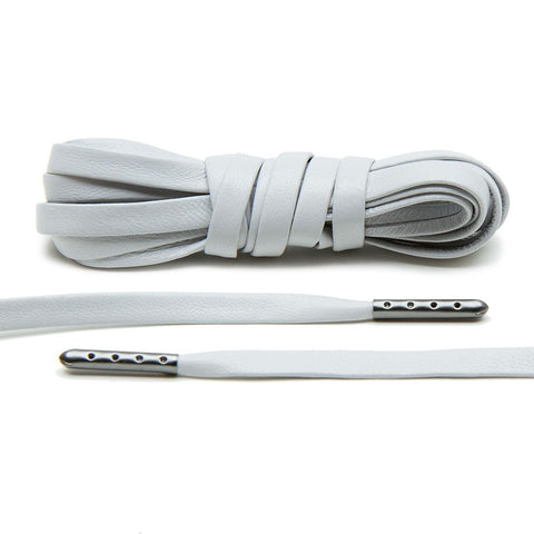 Light Grey Luxury Leather Laces - Gunmetal Plated