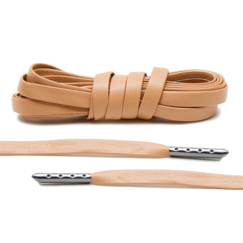 Tan Luxury Leather Laces - Gunmetal Plated
