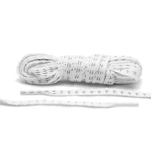 Individualize your sneakers with a pair of Lace Lab Reflective Flat Laces in white.
