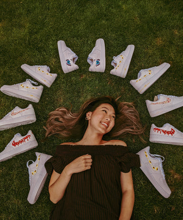 How to Paint a Murakami Flower Design on Air Jordans with Angelus Leather Paint - Feat. @esther.arttt