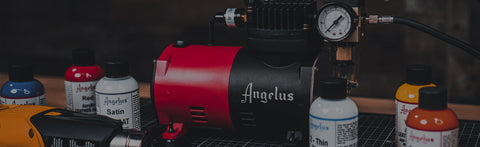 Angelus Airbrush compressor and paint