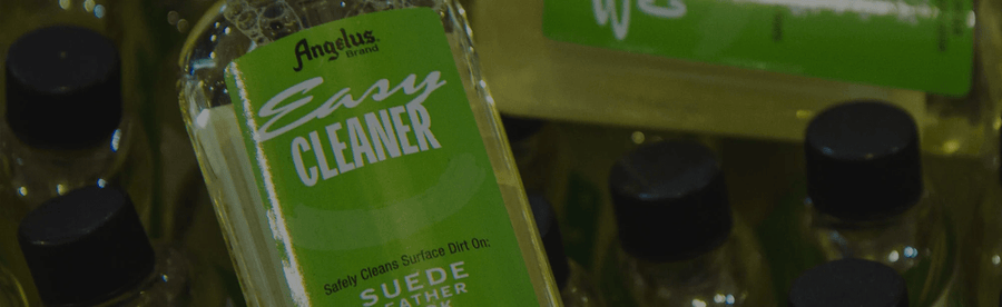 Angelus Easy Cleaner adidas shoe cleaner bottle close-up.