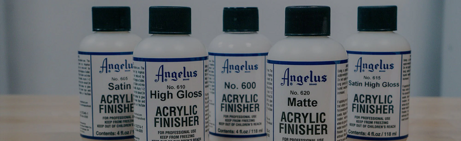 Angelus acrylic finisher bottles used as waterproof paint sealers.