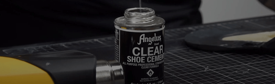 Angelus Clear Shoe Cement used on a boot sole