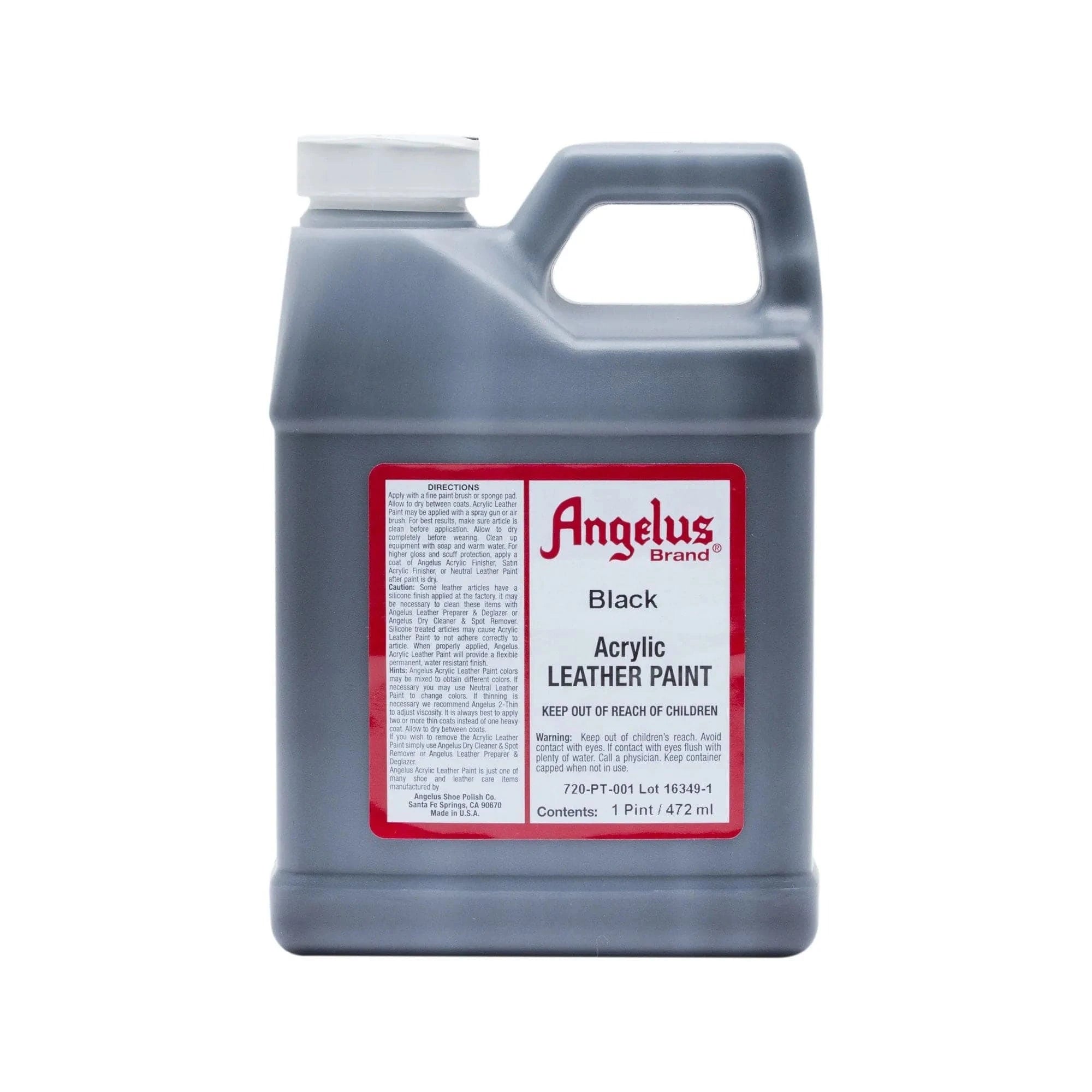 angelus black acrylic leather paint, flexible, crack resistant, mixable