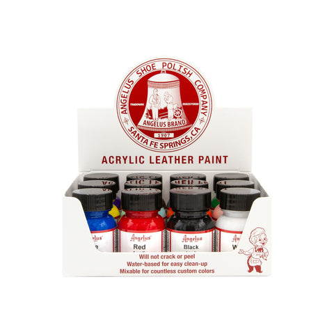 Angelus Acrylic Leather Paint Best Sellers Kit (12 Colors / 1 oz)