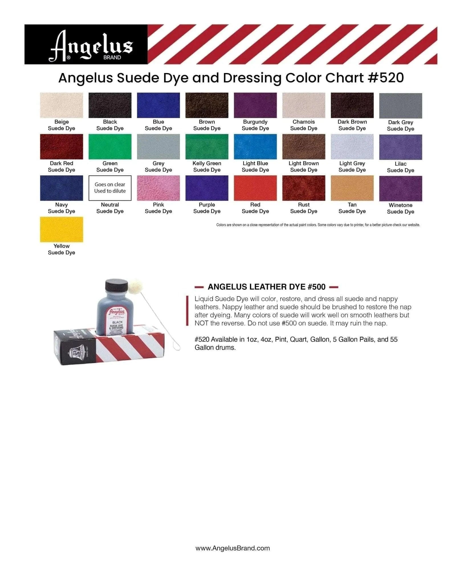 12 Color Suede Dye Assortment Kit - Angelus Direct
