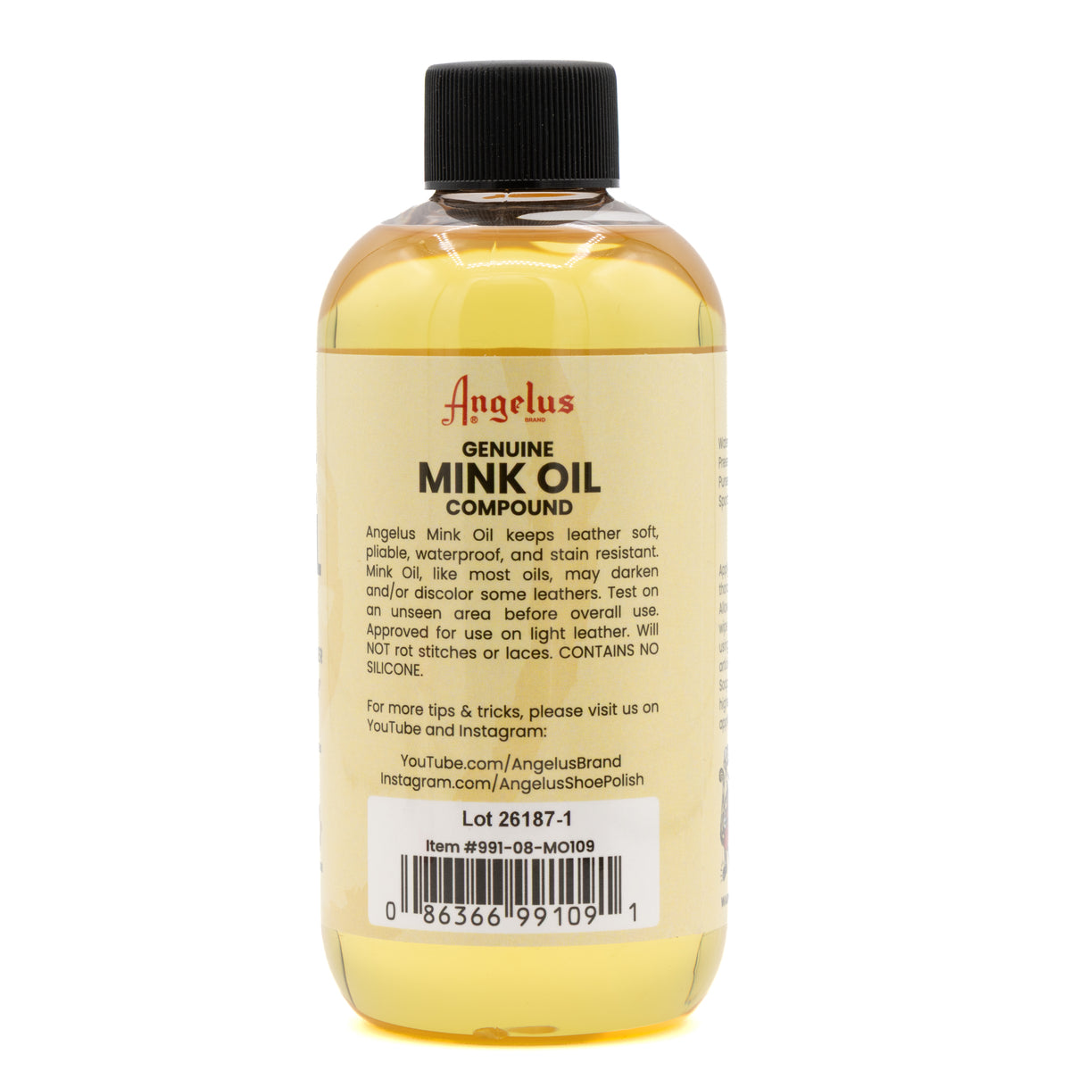 Angelus Mink Oil - Liquid 8.6 fl oz Description & UPC Barcode