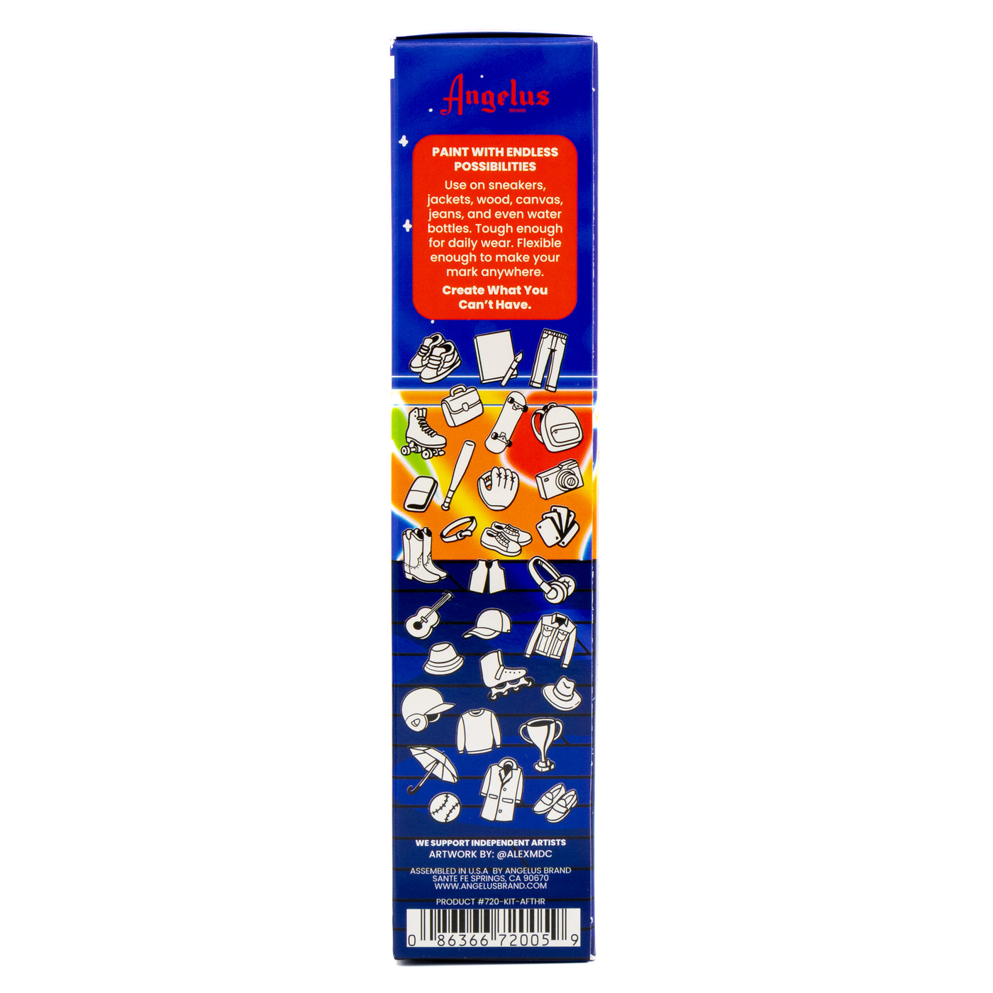 Angelus 13-Piece Y2K Paint Kit for custom shoes and leather art – complete kit with vibrant colors - side of box