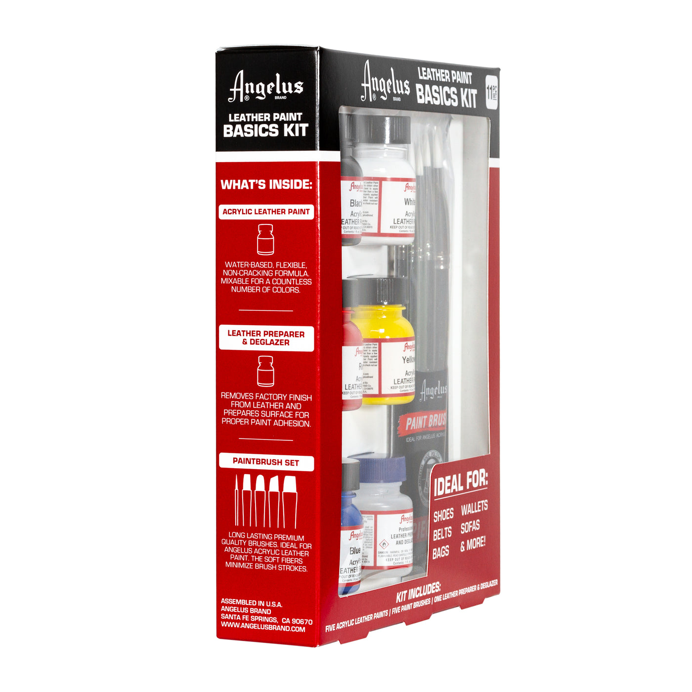 Angelus Direct Angelus Paint Basics Kit 1 Kit Paint Kit for Leather - Side of box