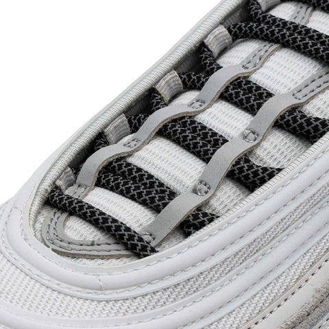 Black 3M Reflective Rope Laces on shoe