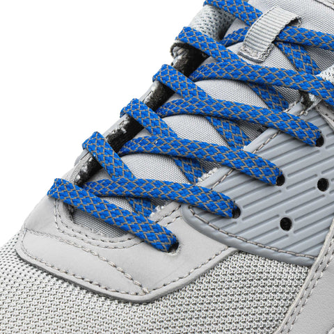 Blue - Reflective Flat Laces 1.0 on shoes