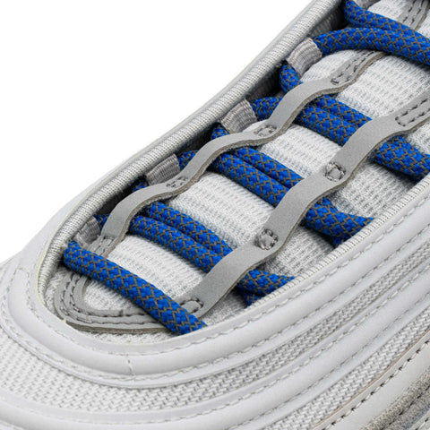 Blue 3M Reflective Rope Laces on shoes
