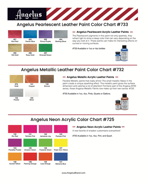 Angelus Leather Paint White, over 150 colours in stock!