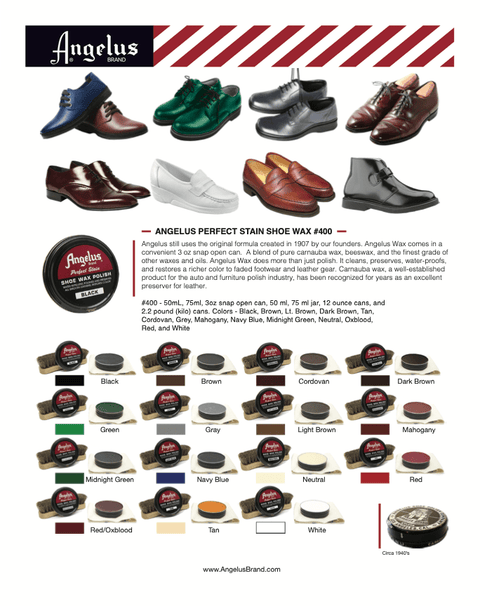 Angelus suede 2025 dye color chart