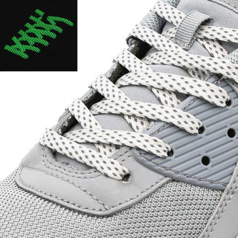 Glow In The Dark - Reflective Flat Laces 2.0 on shoes