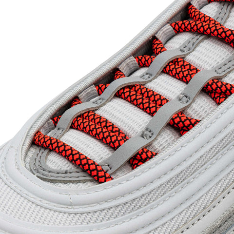 Infrapink/Black Rope Laces on shoes