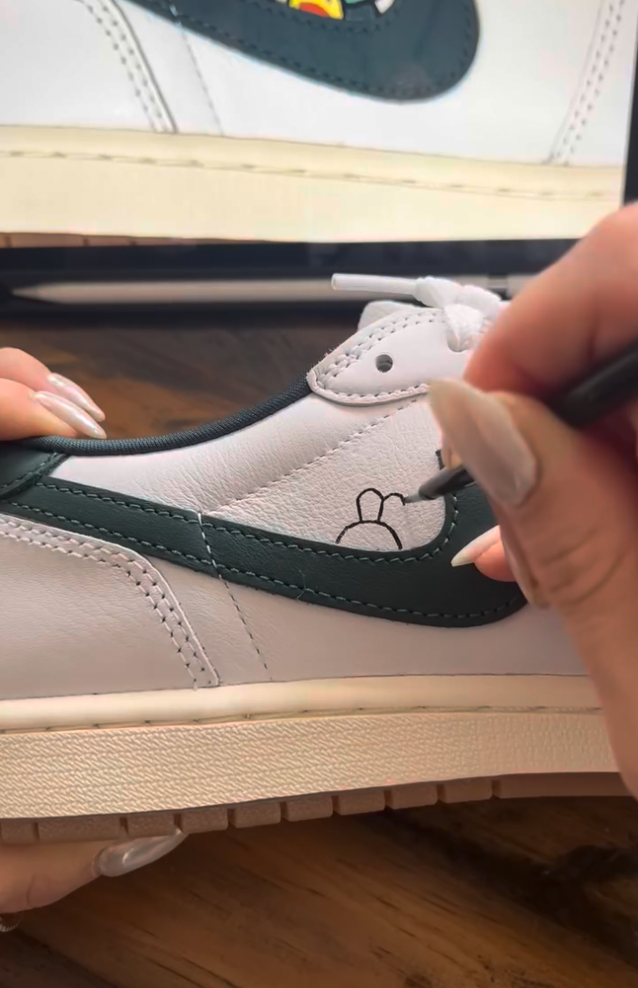 Painting Linework on Jordans with Angelus Black Paint