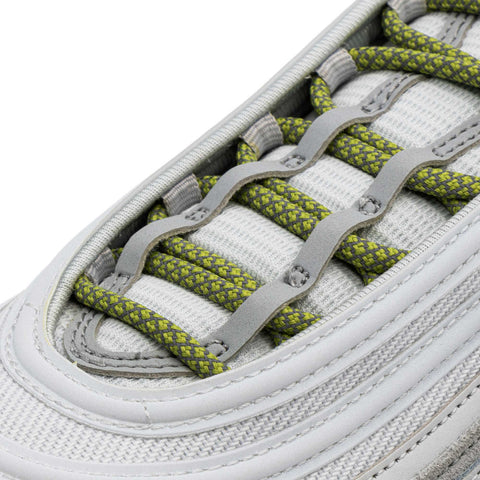Olive 3M Reflective Rope Laces on shoes