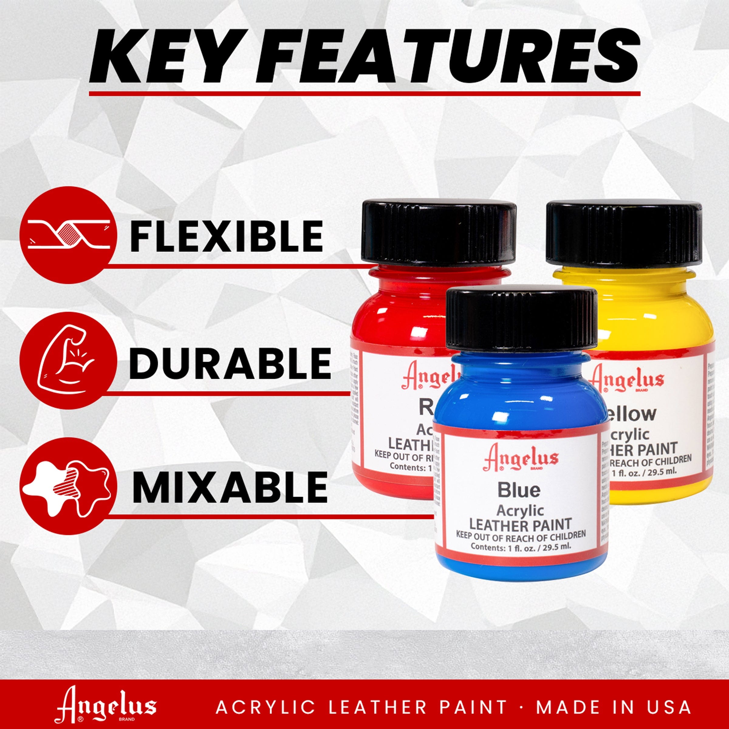 Angelus Paint Basics Kit – Acrylic Leather Paint Set for Custom