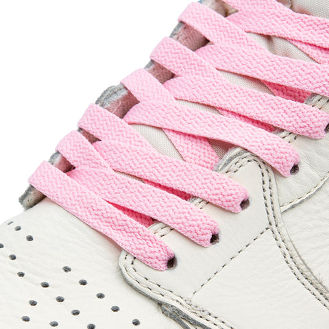 Lace Lab Pink Jordan 1 Replacement Shoelaces on shoe