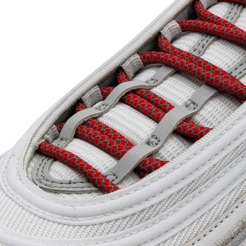 Red 3M Reflective Rope Laces on shoes