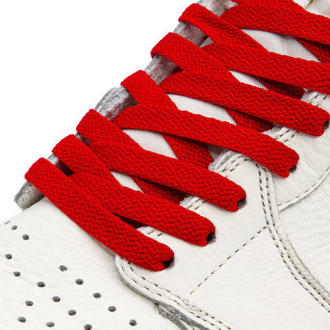 Lace Lab Red Jordan 1 Replacement Shoelaces on shoe