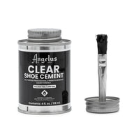 Angelus Clear Shoe Cement with Brush Cap next to it
